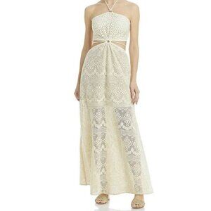 Jonathan Simkhai swim sz M Maxi Coverup Crochet Cut Out Cream Designer Luxury